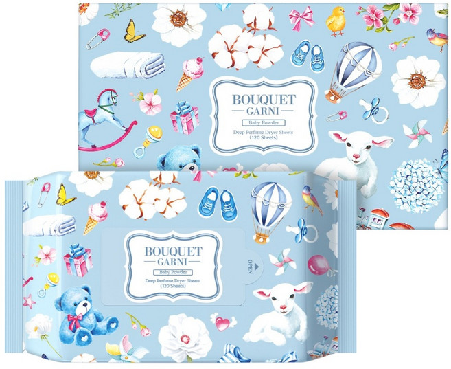 부케가르니 딥 퍼퓸 드라이시트 섬유유연제 베이비파우더 본품, 120개입, 1개
