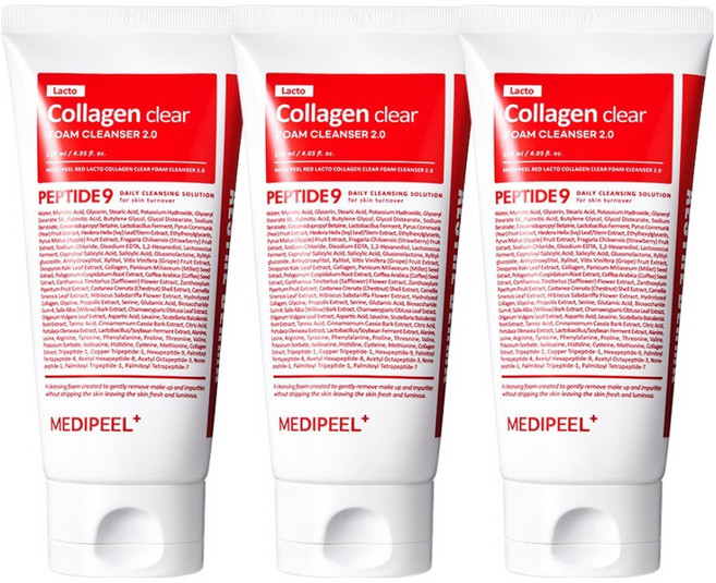 메디필 레드 락토 콜라겐 클리어 폼 클렌저 2.0, 120ml, 3개