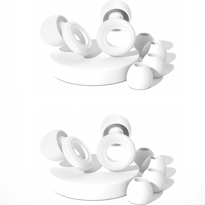 미소로운 비행기 수면 실리콘 귀마개 2p + 이어캡 4p 세트 화이트, 2세트