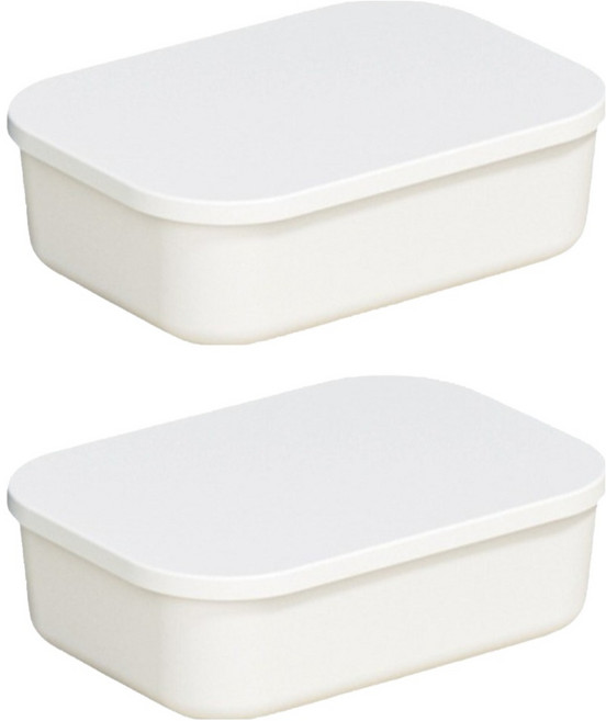 小麥購物 可疊加收納盒 小扁 L2918, 白色, 2個