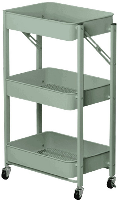 ONE HOUSE 免安裝折疊收納推車 LM-K313-8, 3層, 墨綠色