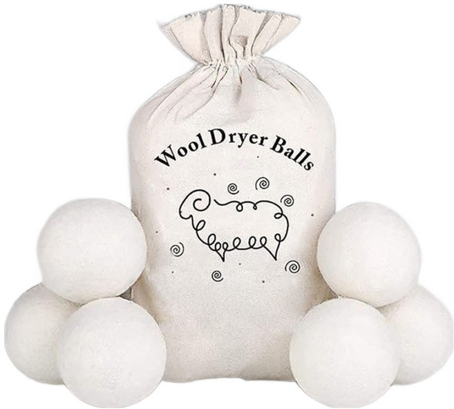 포근양모 드라이볼 6p + 보관파우치 세트, 화이트, 1세트