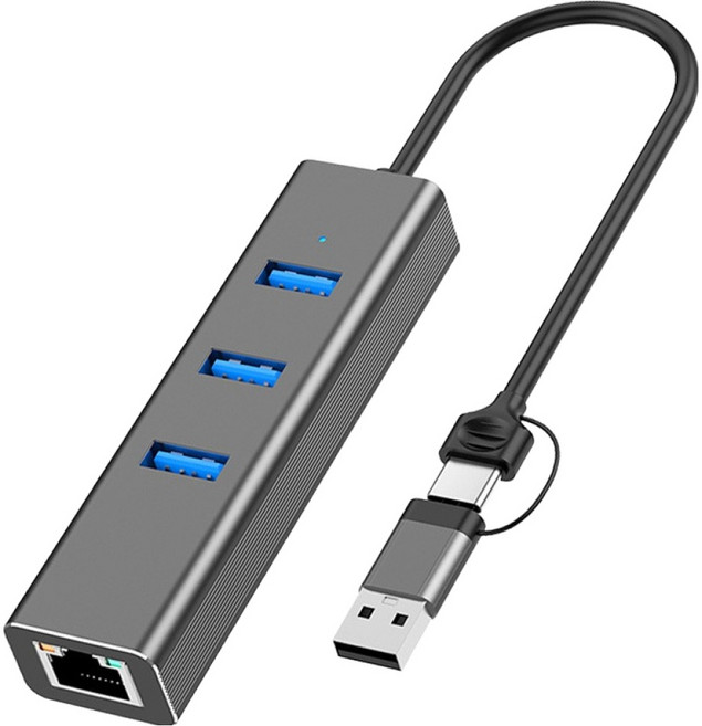 라디온 Type C USB A 유선 기가비트 랜카드 + USB 3.0 3포트 멀티 허브 세트, 1세트, RUH-GL402CA