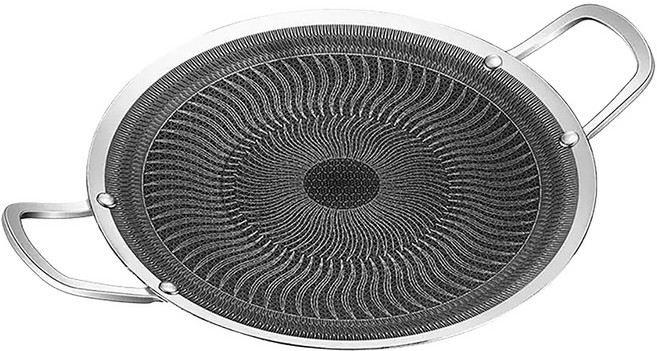 小麥購物 戶外便攜燒烤盤 鋼耳 L1380, 34cm, 1個