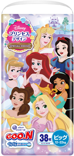 GOO.N 大王 日本境內版 迪士尼公主紙尿褲/尿布 12~22kg, XL, 38片