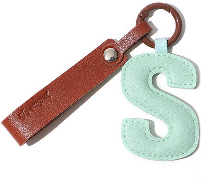 26자 가방 펜던트 가죽 알파벳 키링, S그린, 1개