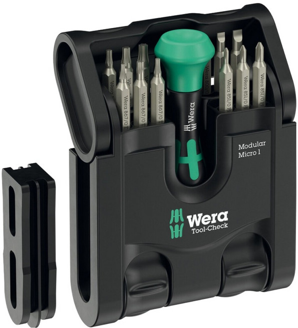 Wera 베라 Tool-Check Modular Micro 1 정밀 비트 드라이버 미니 공구 세트 049002, 1개, 15종