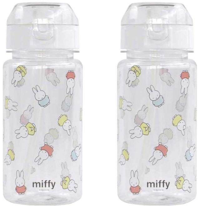 키친유 유아용 미피 빨대 물병, 혼합색상, 350ml, 2개