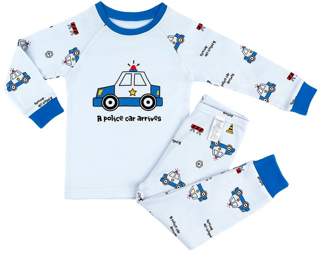 메이키즈 남아용 블루경찰차 30수 후라이스 실내복 상하의 세트