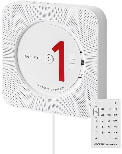 에듀플레이어 THE 2025 NEW 감성 블루투스 인아웃 FM라디오 리모컨 CD플레이어, EA10, 올화이트
