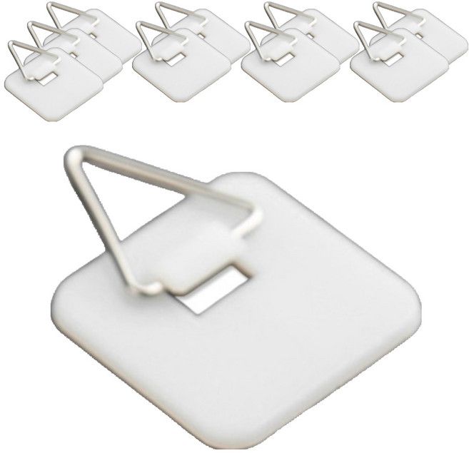 무타공 부착식 고리없는 사진 액자 삼각걸이, 화이트, 10개