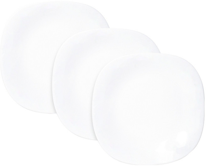 바칠레 리얼 강화유리 사각접시 20 x 2cm, 화이트, 3개