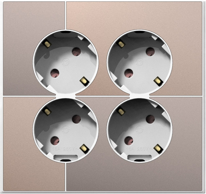 틸인스 갤러리 베이지골드 접지 4구 콘센트 45도 화이트 프레임, 1개