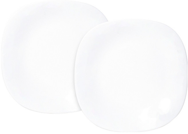 바칠레 리얼 강화유리 사각접시 20 x 2cm, 화이트, 2개
