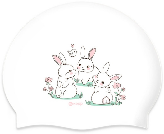 킵스위밍 버니버니 컴포트캡 실리콘 수모, 화이트, 1개