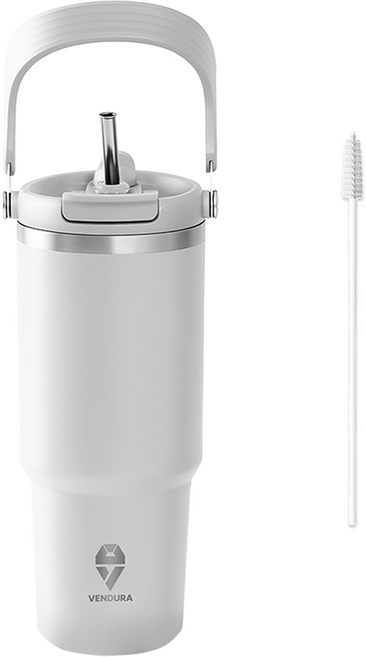 벤듀라 팝업 빨대 내장 대용량 텀블러, 아이보리, 900ml, 1개