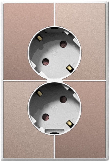 틸인스 갤러리 브라운골드 접지 2구 콘센트 45도 화이트 프레임, 1개