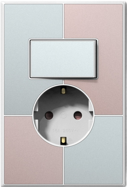 틸인스 갤러리 스위치부 콘센트 1구 민트로즈 + 프레임 화이트, 1개