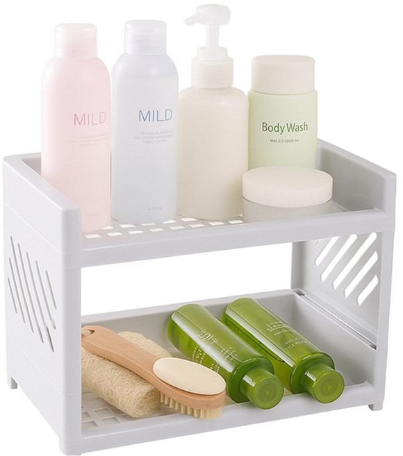 헬로젬 두칸이 조립식 다용도 미니 2단 선반, 그레이, 1개