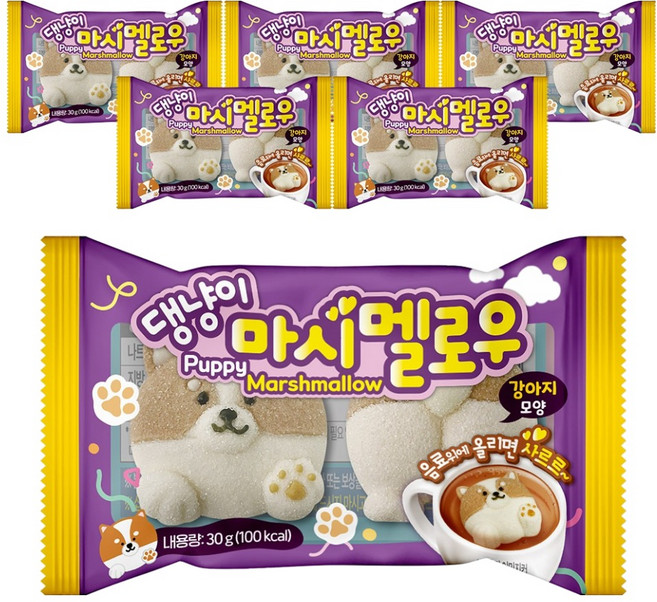댕냥이 마시멜로우 강아지 모양, 30g, 6개