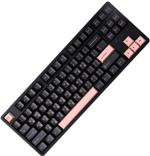 몬스타기어 132키 체리 독거미 한글 PBT 커스텀 포인트 조약돌 키캡, 블랙 + 핑크, 다크올리비아