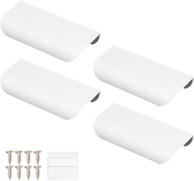 철물대장 빌스브로 부착식 히든 서랍 가구손잡이 90mm, 화이트, 4개