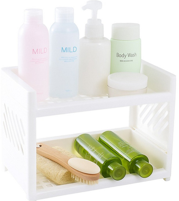 헬로젬 두칸이 조립식 다용도 미니 2단 선반, 화이트, 1개