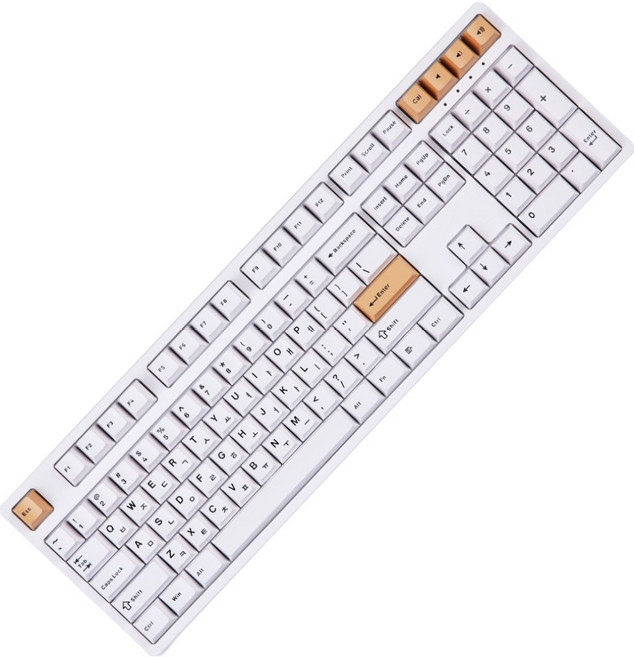 몬스타기어 132키 체리 조약돌 독거미 한글 PBT 커스텀 포인트 키보드 키캡, 화이트 + 옐로우, 선샤인