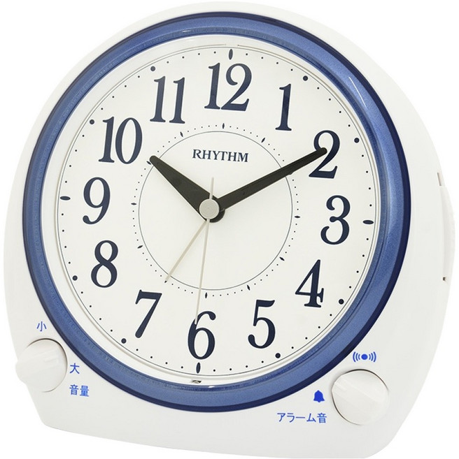 RHYTHM 日本麗聲時計 超靜音時尚鬧鐘, 白色