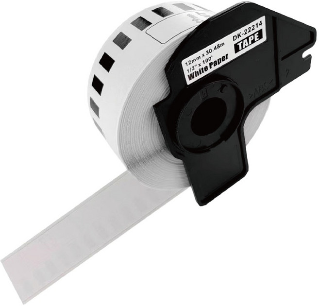 brother 兄弟牌 原廠連續標籤帶 耐久型紙質 DK-22214 12mm, 白底黑字, 30.48m