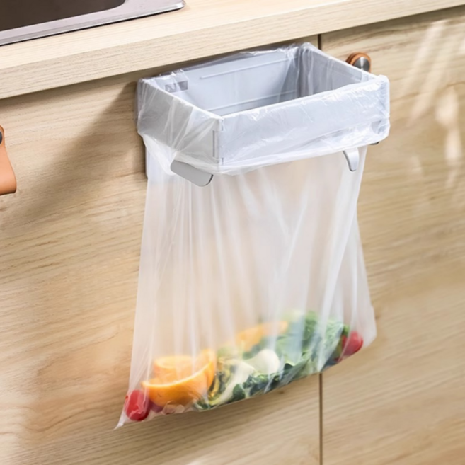 담다원 주방 화장실 봉투거치 걸이식 쓰레기통 2p, 그레이