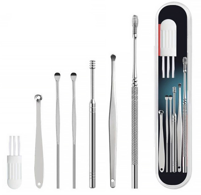 AHOYE 不鏽鋼挖耳棒, 7個裝, 1組