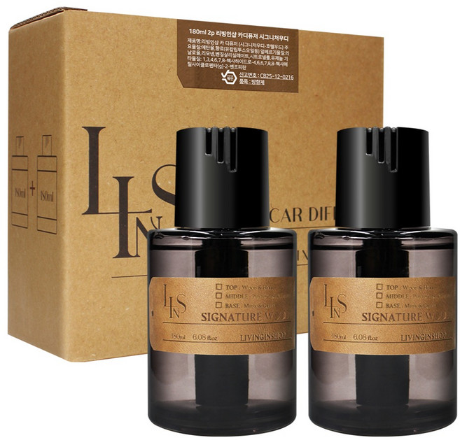 리빙인샵 고급형 차량용 솜 디퓨저 180ml x 2p, 시그니처우디, 1개
