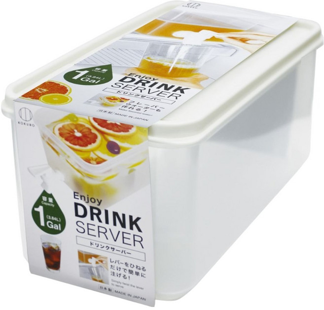 KOKUBO 小久保 冰箱冷水壺 日本製, 白色 + 透明色, 3840ml, 1個