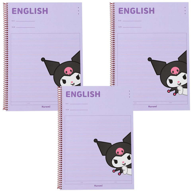 Sanrio 三麗鷗 線圈書寫練習本英語, 紫色庫洛米, 3本