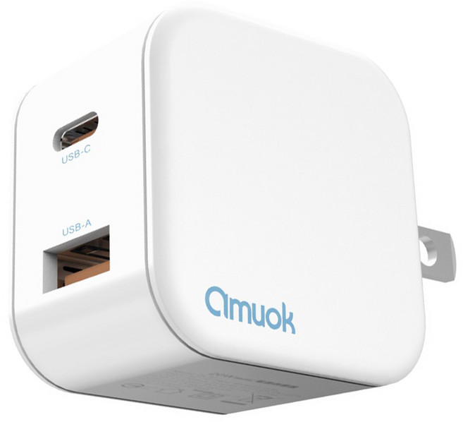 amuok 艾默克 mini 氮化鎵電源供應器 20W, 白色, 1個