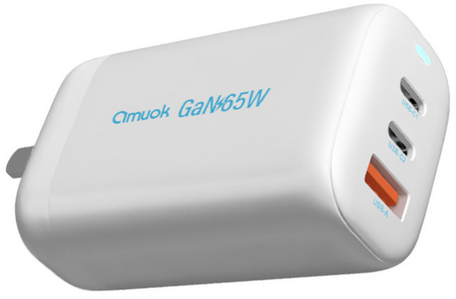 amuok 艾默克 氮化鎵電源供應器 65W, 白色, 1個
