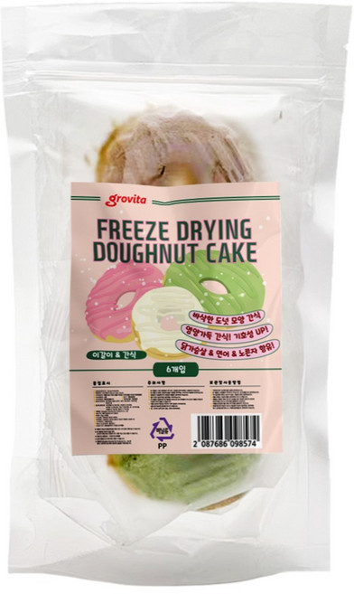 그로비타 반려동물 도넛 케이크 간식 6p, 210g, 1개