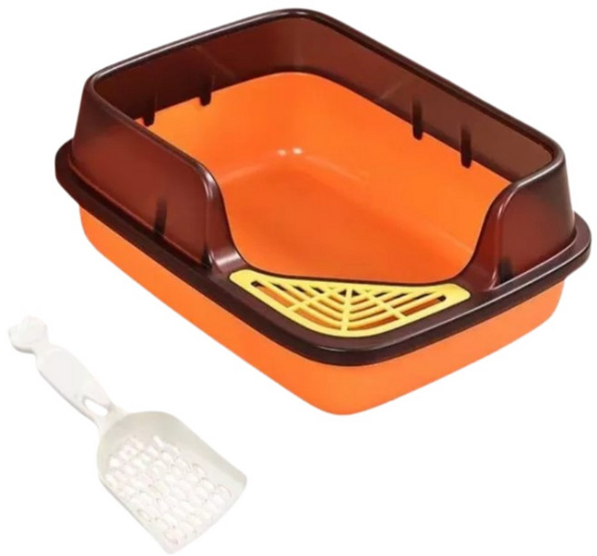 高精寵物 斜口貓砂盆 附貓砂鏟, 1個, 橘色