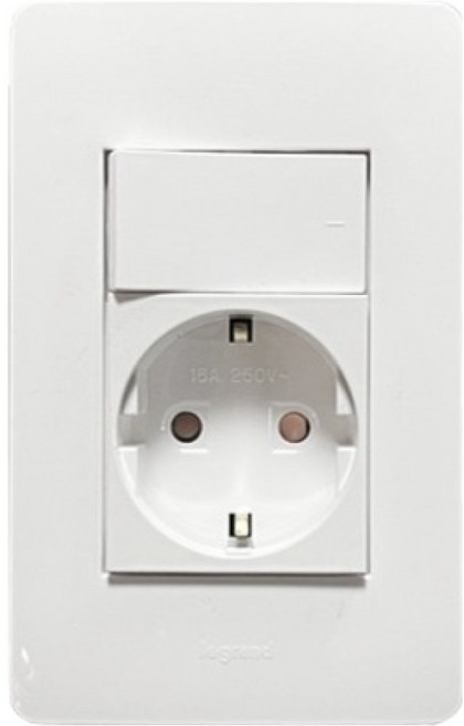 르그랑 타비앙 스위치 부착형 콘센트 1구 세로형 Simple 화이트, 1개