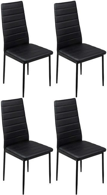 E-home Mano曼諾經典高背餐椅 HTU010C-blk, 4個, 黑色