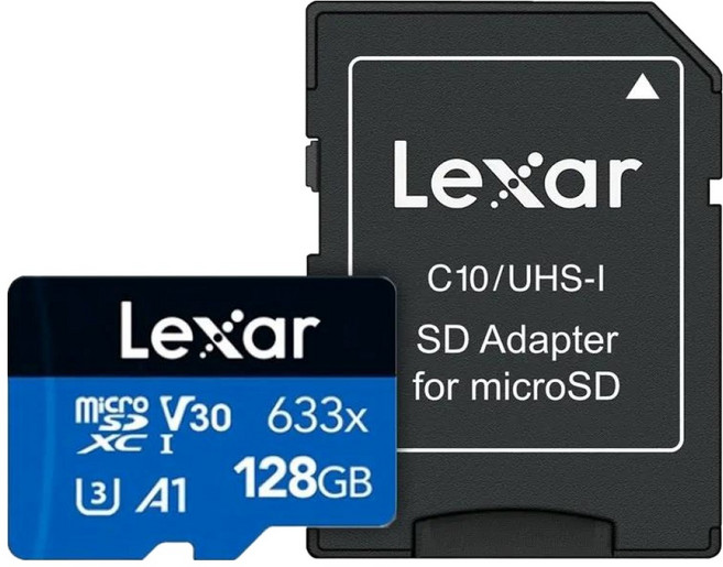Lexar 雷克沙 High Performance MicroSDXC V30 UHS-1 A1 記憶卡 附轉接器 633X, 128GB, 1個