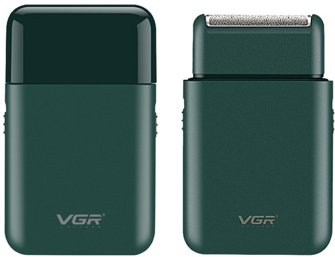 VGR 남성용 휴대용 충전식 미니 전기면도기, V-390, 그린