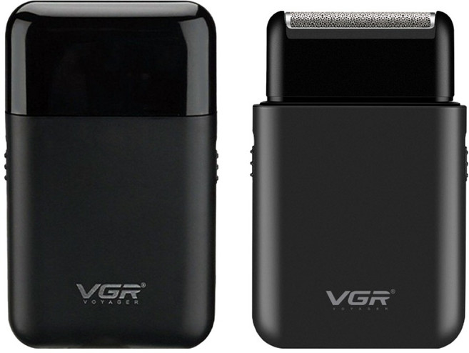 VGR 남성용 휴대용 충전식 미니 전기면도기, V-390, 블랙