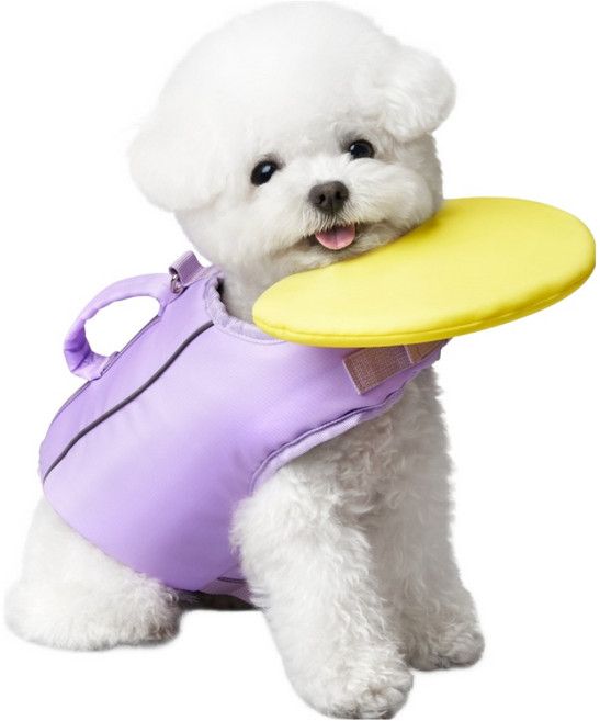 네오핏 강아지 턱받이 구명조끼, 라벤더 + 옐로우, 1개