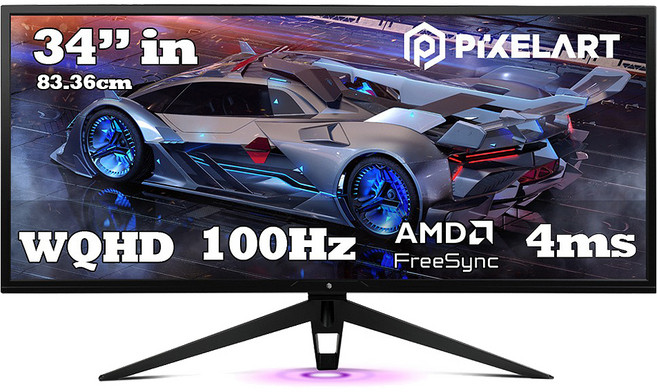 픽셀아트 WQHD 100Hz 평면 모니터 무결점, 83.38cm, PAQ3400WIDE