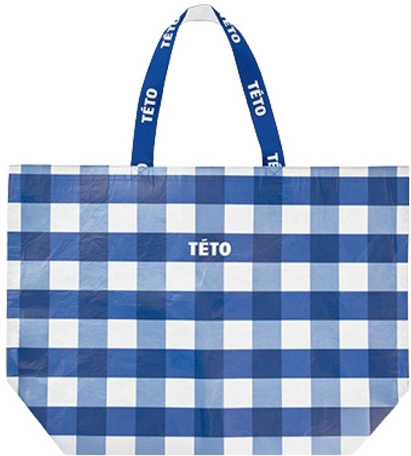 테토 장바구니 L, 체커보드 블루, 1개