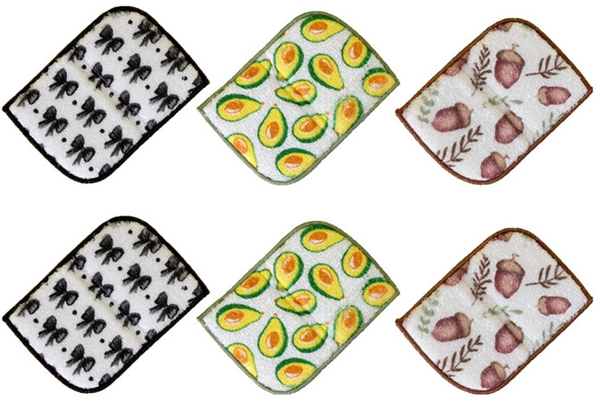 루오 대나무 양면 구조 접는 수세미 3종 세트, 3개입, 2세트