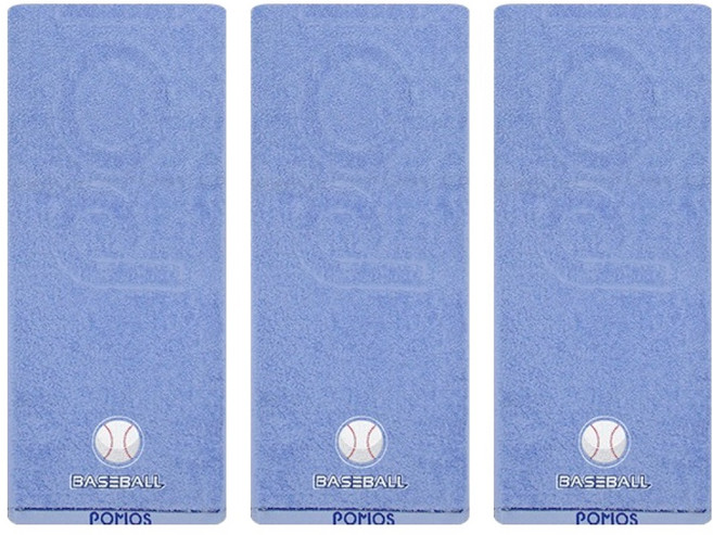 송월타월 베이스볼 클럽 스포츠타올 20 x 100 cm, 파랑, 3개