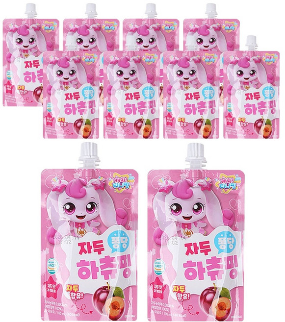 리더스인팜 캐치티니핑 퐁당 음료수 하츄핑 자두맛, 10개, 100ml